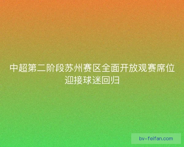 中超第二阶段苏州赛区全面开放观赛席位迎接球迷回归